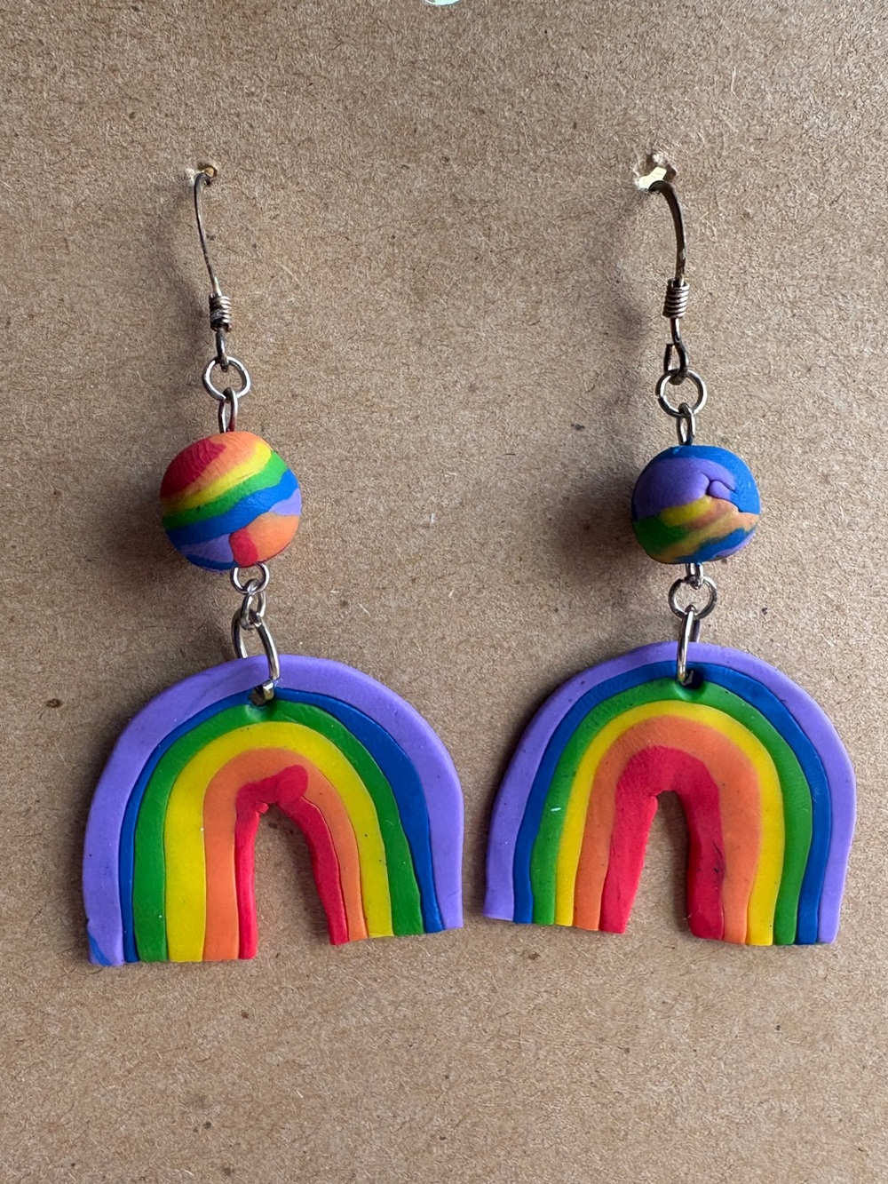 Handmade Rainbow Polymer Clay Earrings